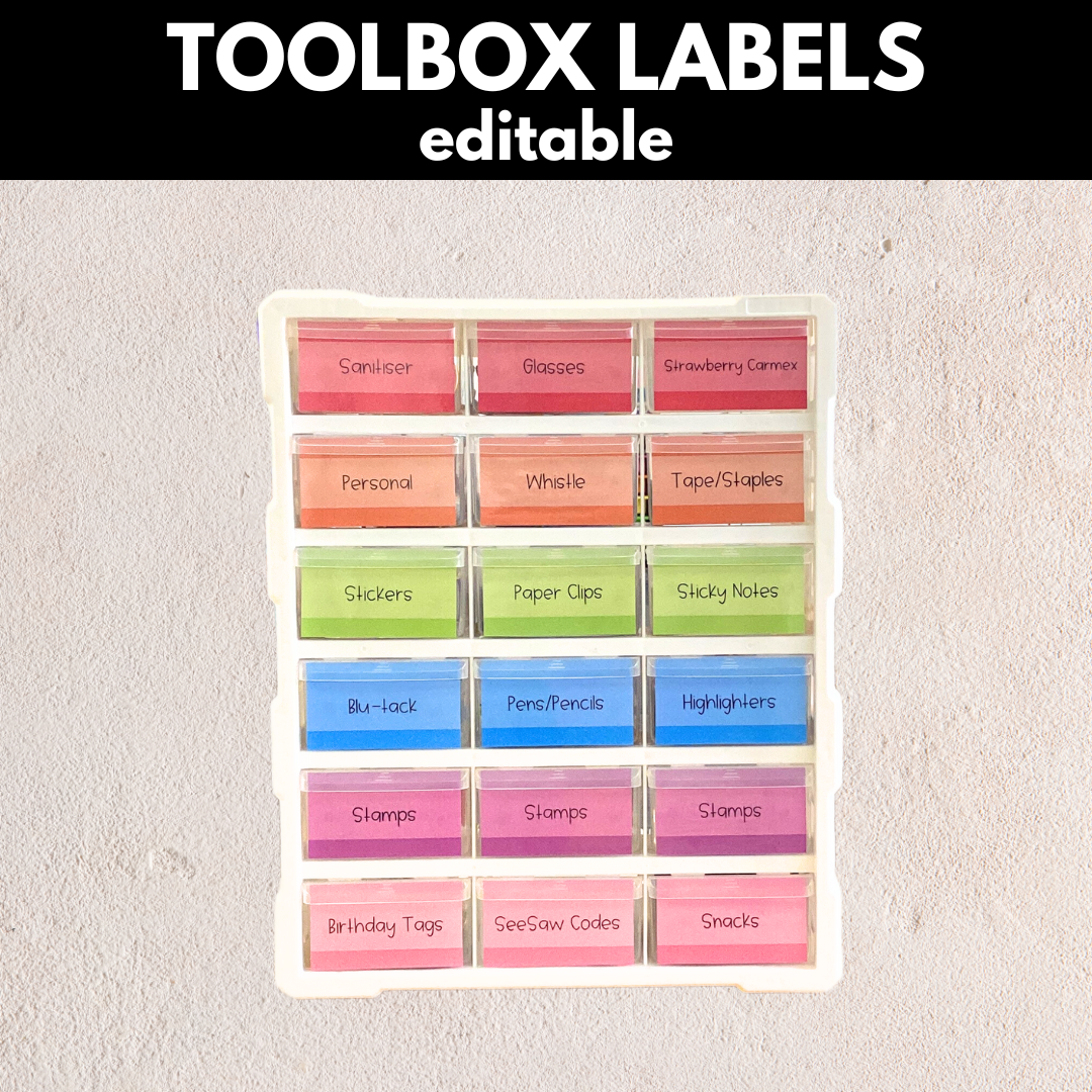 Toolbox Labels Rainbow