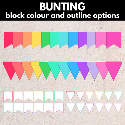 Editable Bunting Rainbow