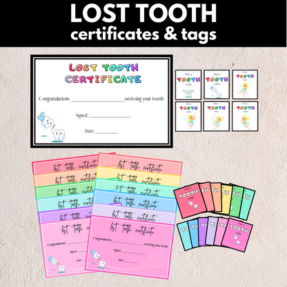 Lost Tooth Certificates and Tags