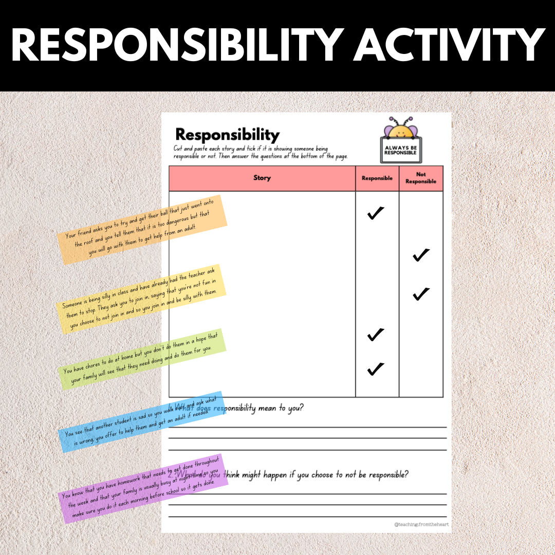 Responsibility Worksheet – Teaching From The Heart